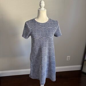 Zara Trafaluo Blue White Striped Knitted Dress Size Small